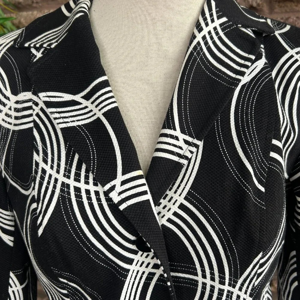 Atomic Black Concentric Circles Career Blazer NWT $138 Size 8 - Picture 6 of 8